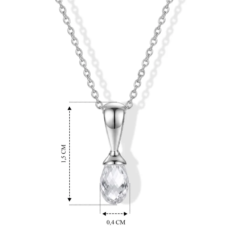 LUXURIANT SGL zertifiziert VS-EF Labor Diamant (Briolette-Schliff) Anhänger mit 45+5cm Kette, 925 Silber rhodiniert - 1 ct.