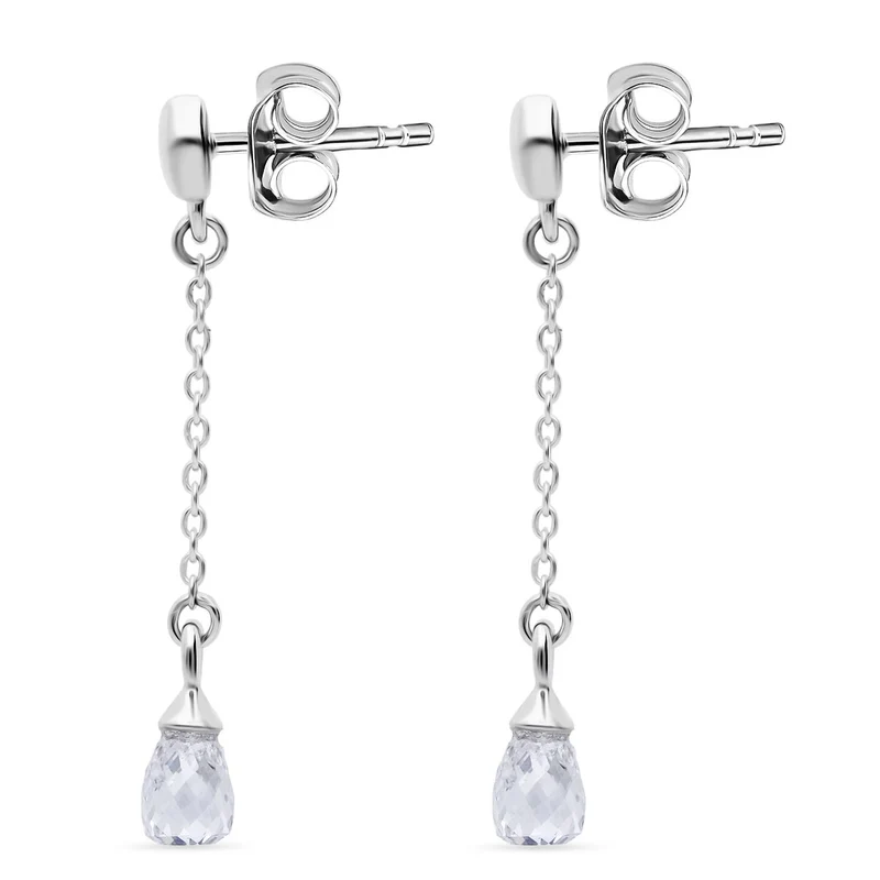 LUXURIANT 1,08 ct. VS-EF Labor Diamant (Briolette-Schliff) Ohrringe, 925 Silber rhodiniert