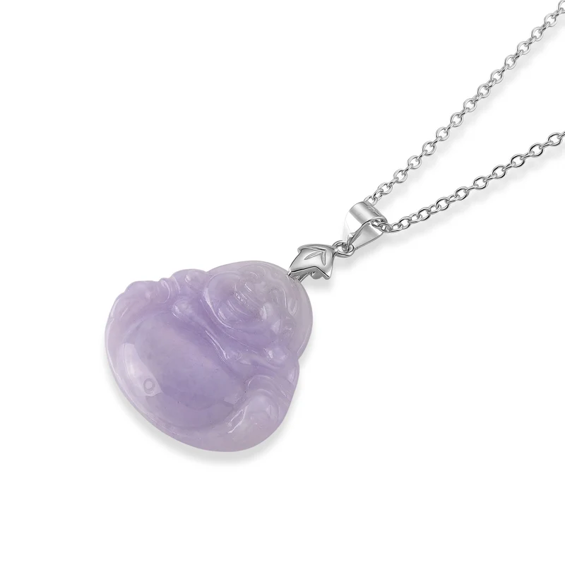 EXTREM SELTEN Typ A AAAA Burmesischer Jade-Anhänger in Lila mit Kette, ca. 50 cm 925 Silber Rhodiniert ca. 20.00 ct