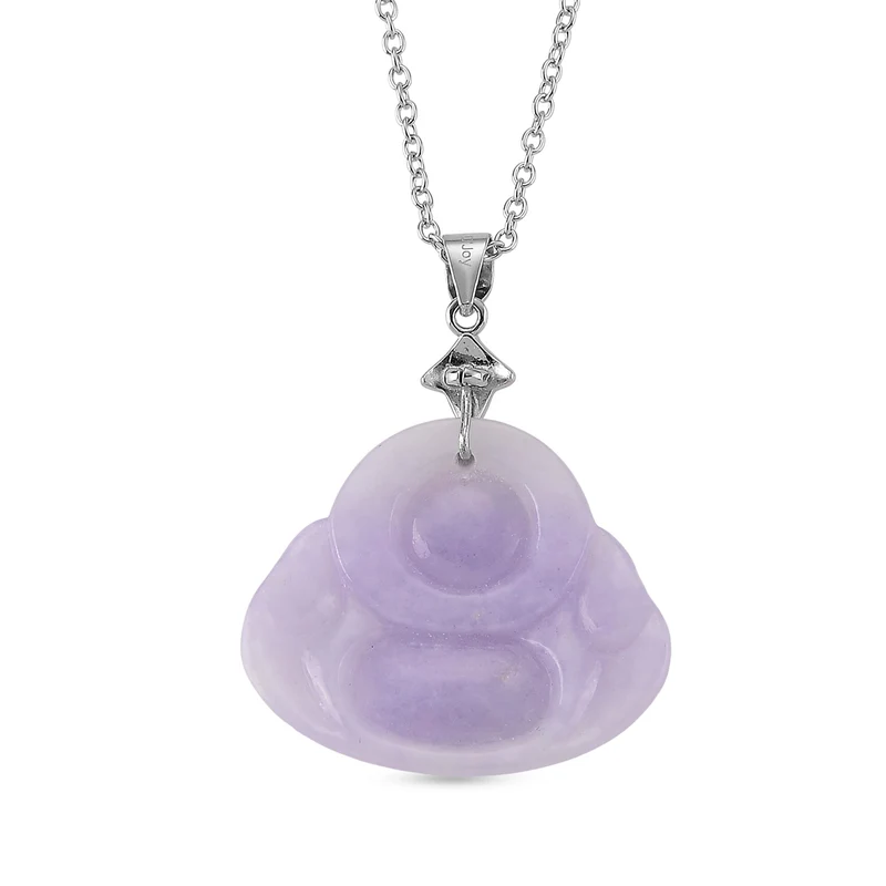 EXTREM SELTEN Typ A AAAA Burmesischer Jade-Anhänger in Lila mit Kette, ca. 50 cm 925 Silber Rhodiniert ca. 20.00 ct
