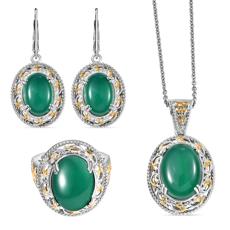 EVER TRUE Verde Onyx Schmuckset ca. 50 cm (Größe 21) ca. 35,81 ct.