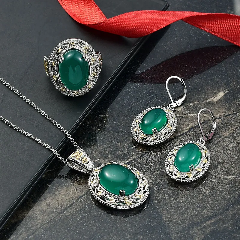 EVER TRUE Verde Onyx Schmuckset ca. 50 cm (Größe 21) ca. 35,81 ct.