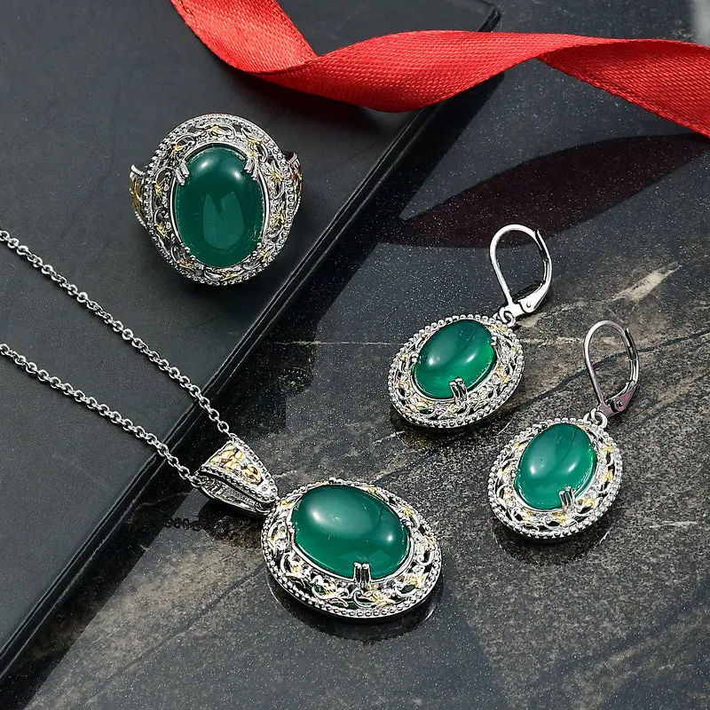 EVER TRUE Verde Onyx Schmuckset ca. 50 cm (Größe 21) ca. 35,81 ct.