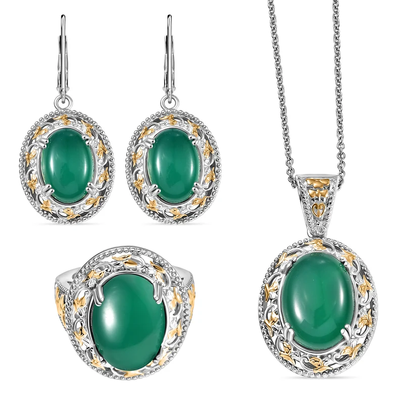 EVER TRUE Verde Onyx Schmuckset ca. 50 cm (Größe 21) ca. 35,81 ct.