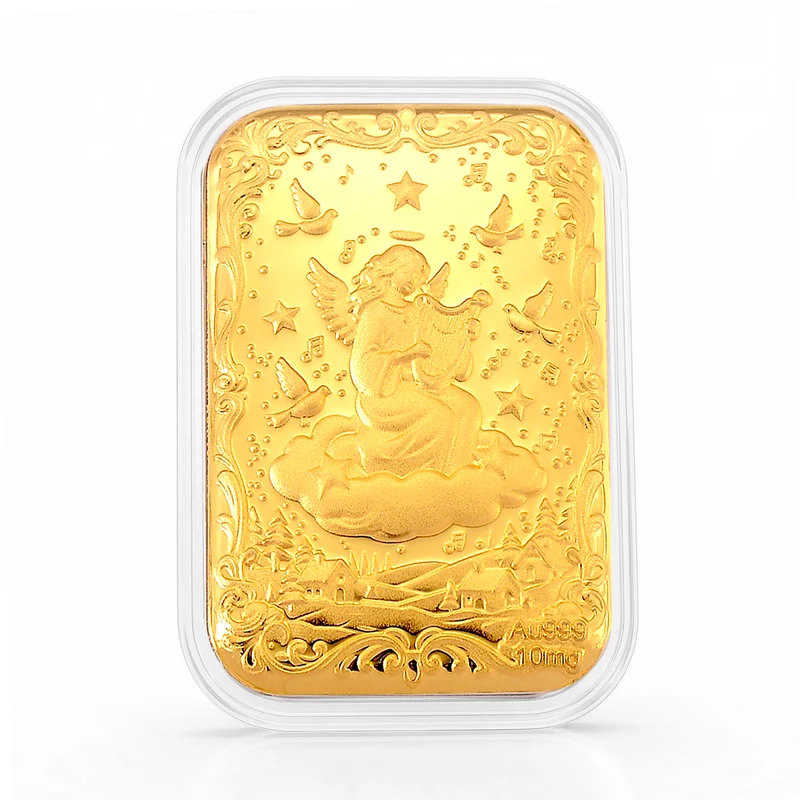 999er Goldfolie mit Engel-Motiv, 10mg, 4,5x3,1cm
