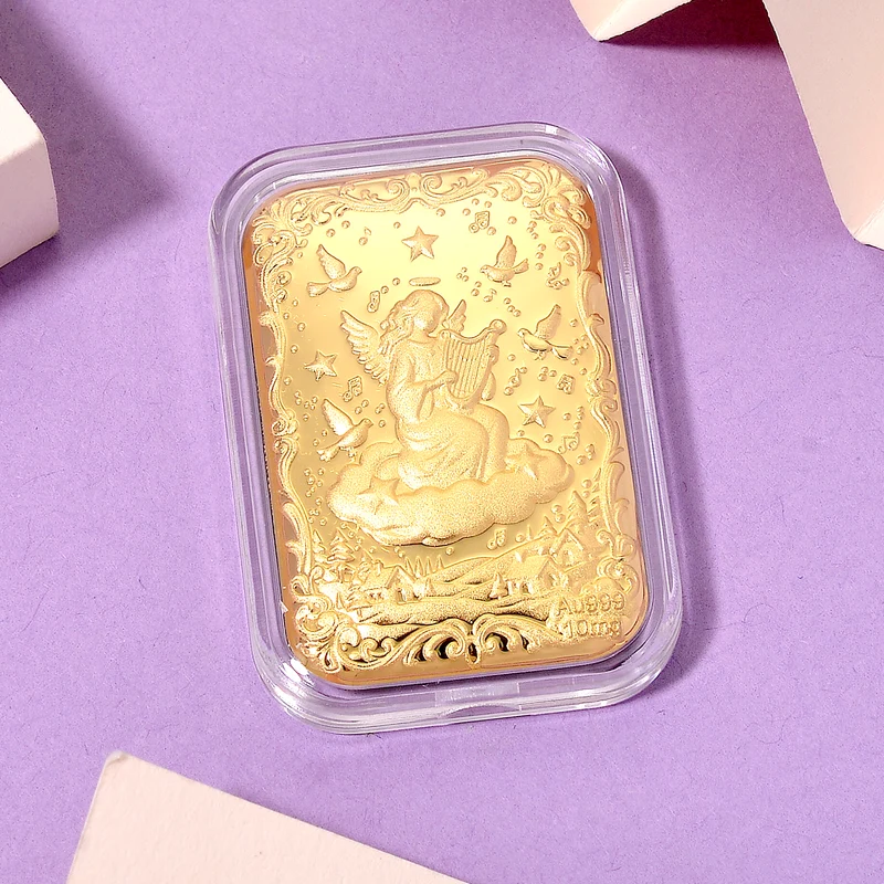 999er Goldfolie mit Engel-Motiv, 10mg, 4,5x3,1cm
