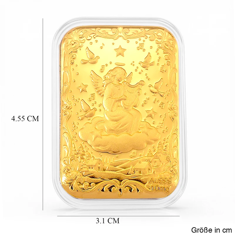 999er Goldfolie mit Engel-Motiv, 10mg, 4,5x3,1cm