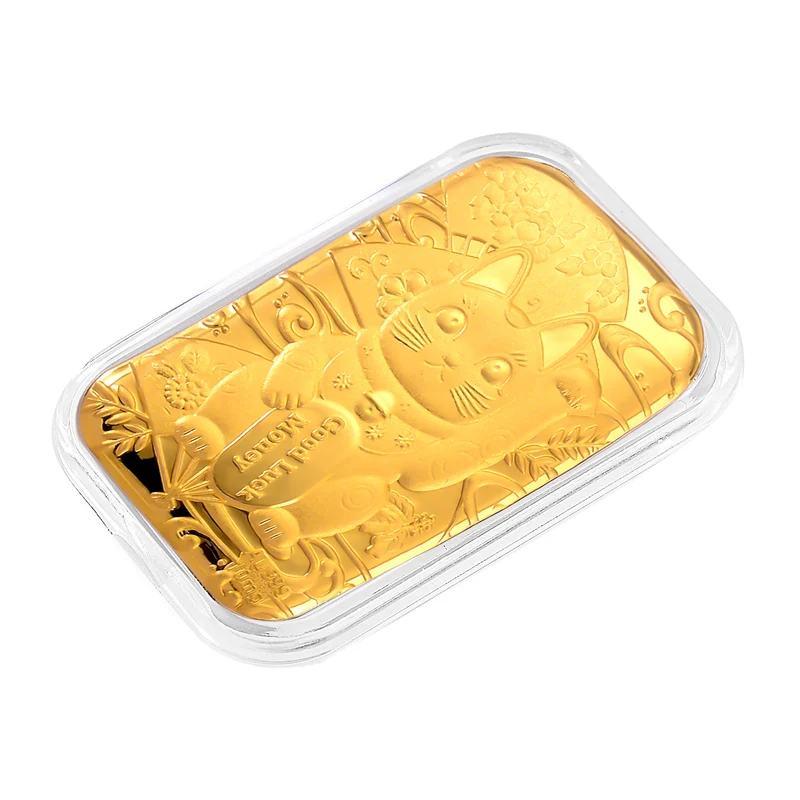 999er Goldfolie mit Glückskatzen-Motiv, 10mg, 3,1x4,5cm