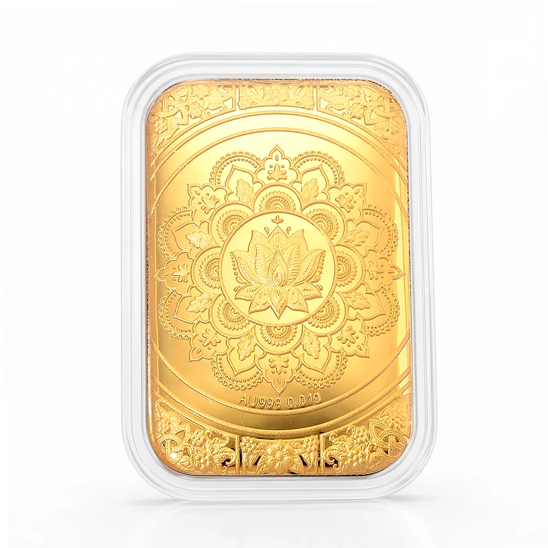 999er Goldfolie mit Lotus-Mandala-Motiv, 10mg, 3,1x4,5cm