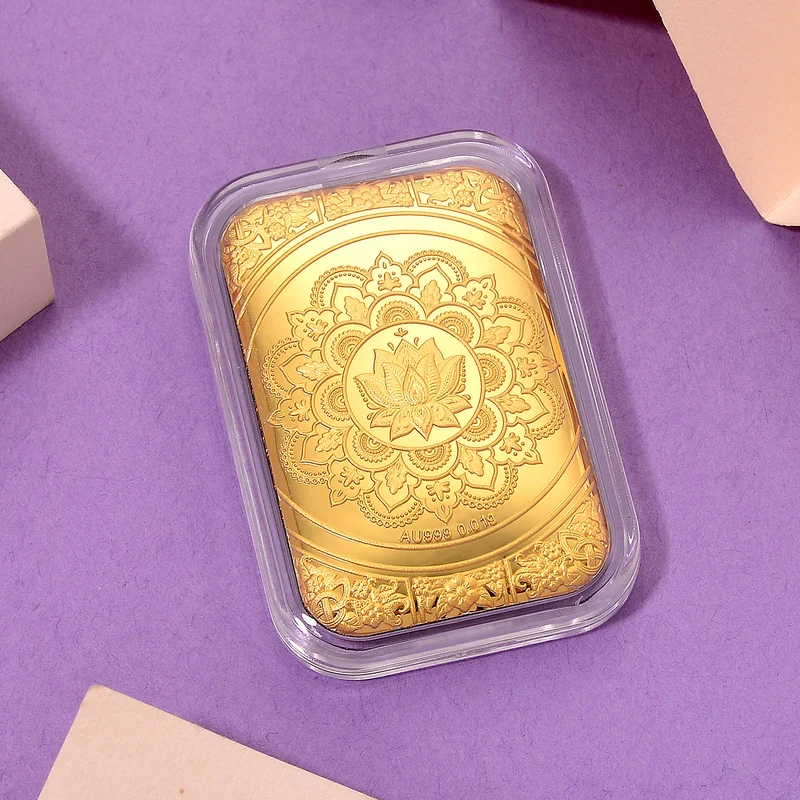 999er Goldfolie mit Lotus-Mandala-Motiv, 10mg, 3,1x4,5cm