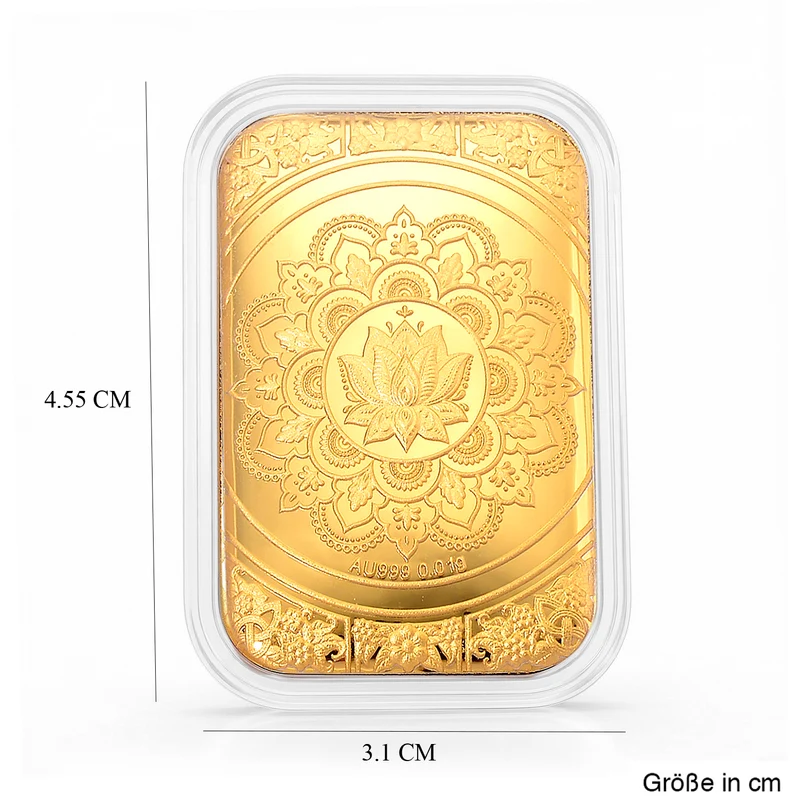 999er Goldfolie mit Lotus-Mandala-Motiv, 10mg, 3,1x4,5cm