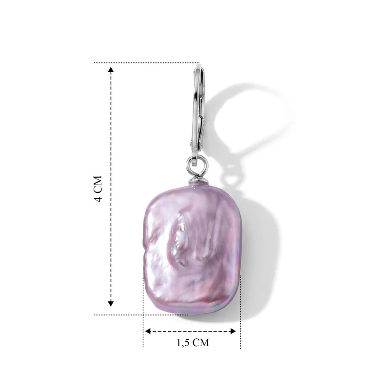 Lila Keshi Perle Ohrringe 316L Edelstahl