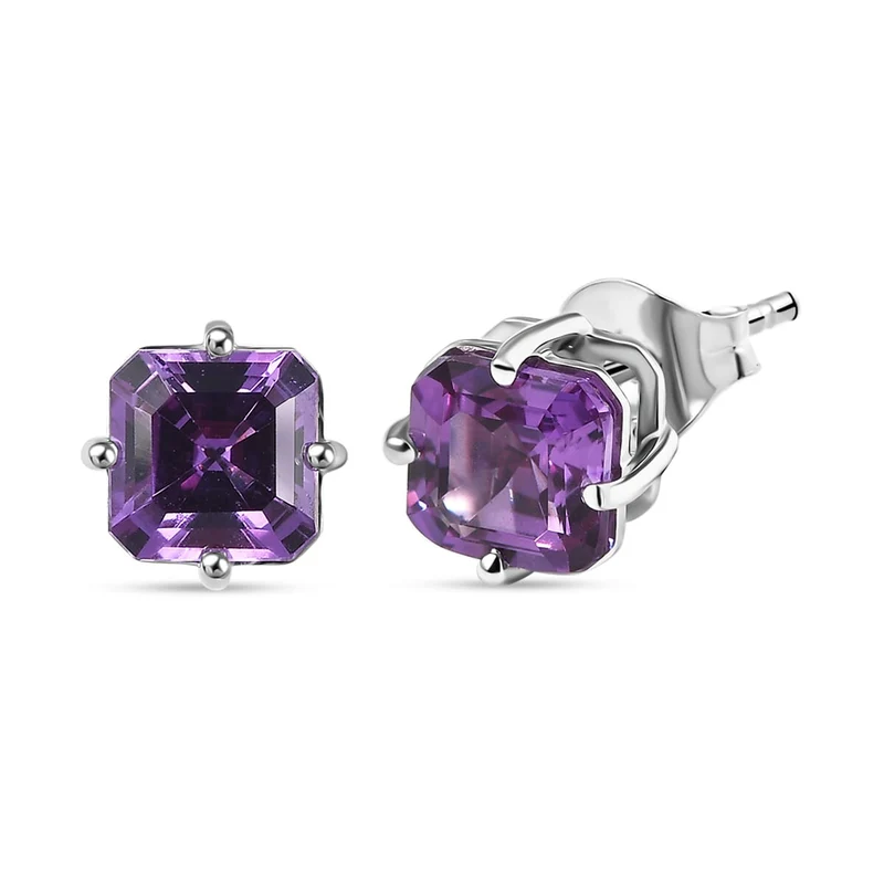 LUXURIANT zertifizierte und geprüfte AAA Labor lila Saphir Solitär Ohrringe in 417 Weißgold -(10-15 Werktage Lieferzeit) 2,52 ct.