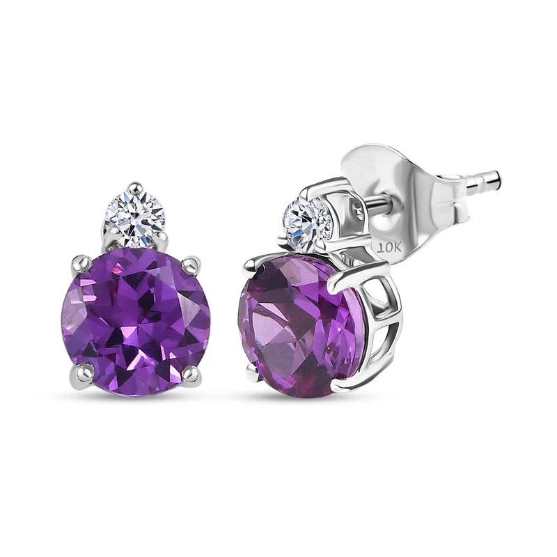LUXURIANT(10-15 Werktage Lieferzeit) 3,15 ct. AGI zertifizierte und geprüfte AAA Labor Farbwechsel-Saphir und Labor Diamant Ohrringe in 417 Weißgold