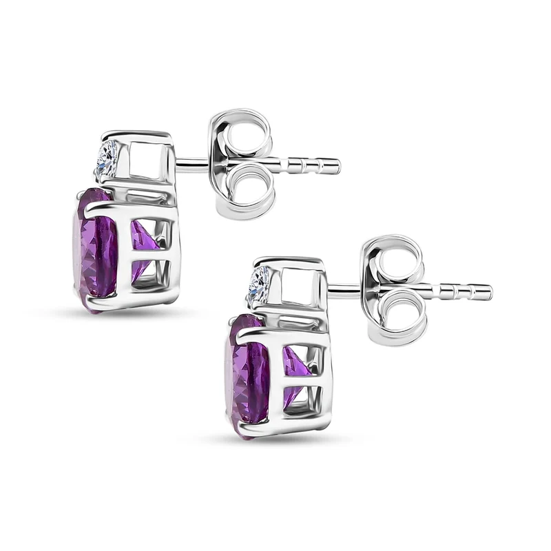 LUXURIANT(10-15 Werktage Lieferzeit) 3,15 ct. AGI zertifizierte und geprüfte AAA Labor Farbwechsel-Saphir und Labor Diamant Ohrringe in 417 Weißgold