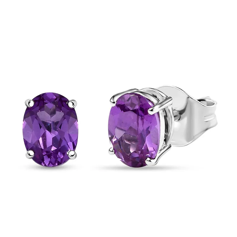 LUXURIANT zertifizierte und geprüfte AAA Labor lila Saphir Solitär Ohrringe in 417 Weißgold -(10-15 Werktage Lieferzeit) 2,88 ct.