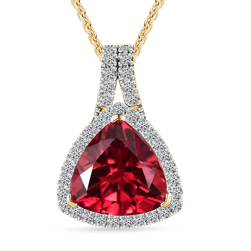 AAA Lab Grown Padparadscha-Saphir, Lab Grown Diamant Schmuckset (10-15 Werktage Lieferzeit) ca. 45 cm 417 Gold, 417 Gold Gelbes Gold ca. 3.87 ct