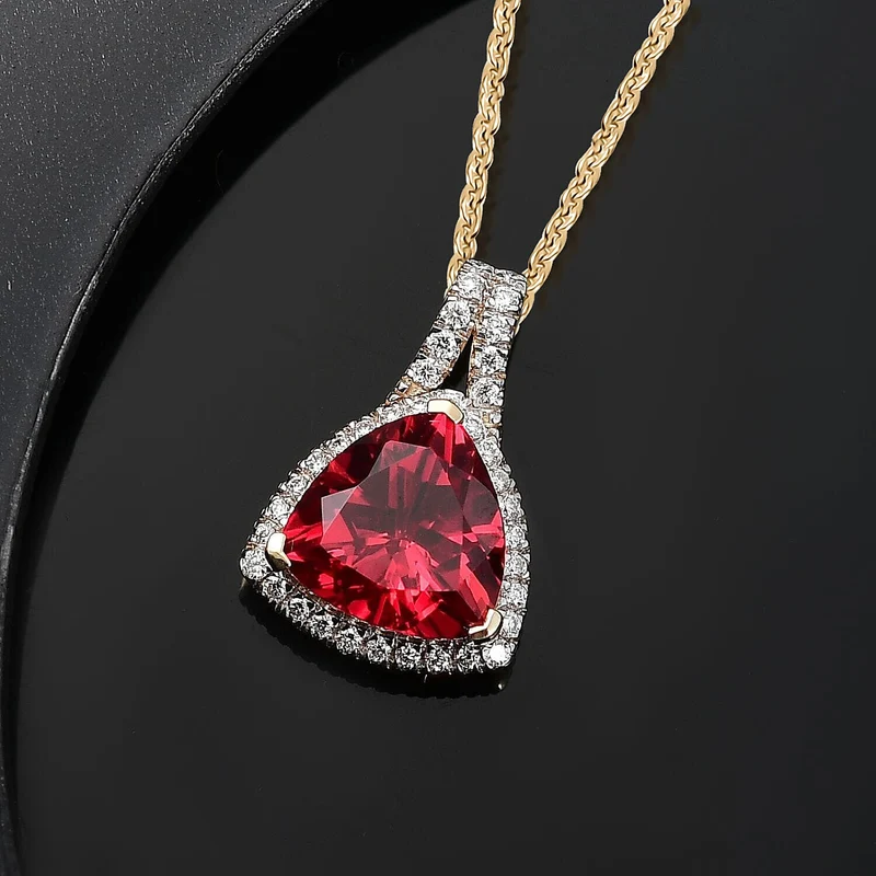 AAA Lab Grown Padparadscha-Saphir, Lab Grown Diamant Schmuckset (10-15 Werktage Lieferzeit) ca. 45 cm 417 Gold, 417 Gold Gelbes Gold ca. 3.87 ct