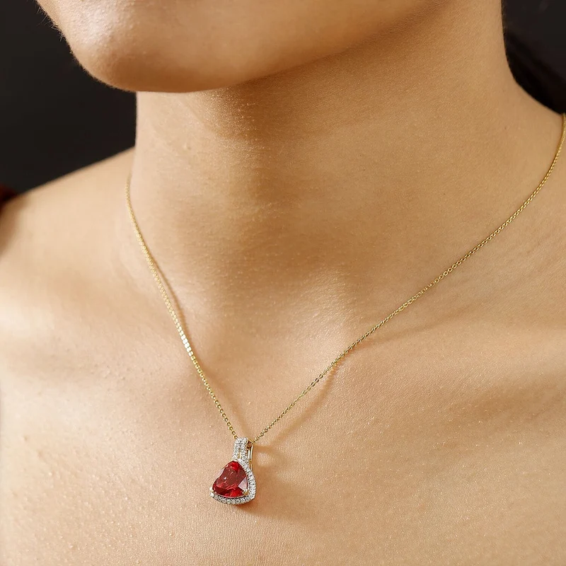 AAA Lab Grown Padparadscha-Saphir, Lab Grown Diamant Schmuckset (10-15 Werktage Lieferzeit) ca. 45 cm 417 Gold, 417 Gold Gelbes Gold ca. 3.87 ct