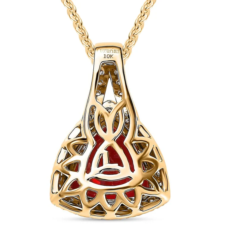AAA Lab Grown Padparadscha-Saphir, Lab Grown Diamant Schmuckset (10-15 Werktage Lieferzeit) ca. 45 cm 417 Gold, 417 Gold Gelbes Gold ca. 3.87 ct