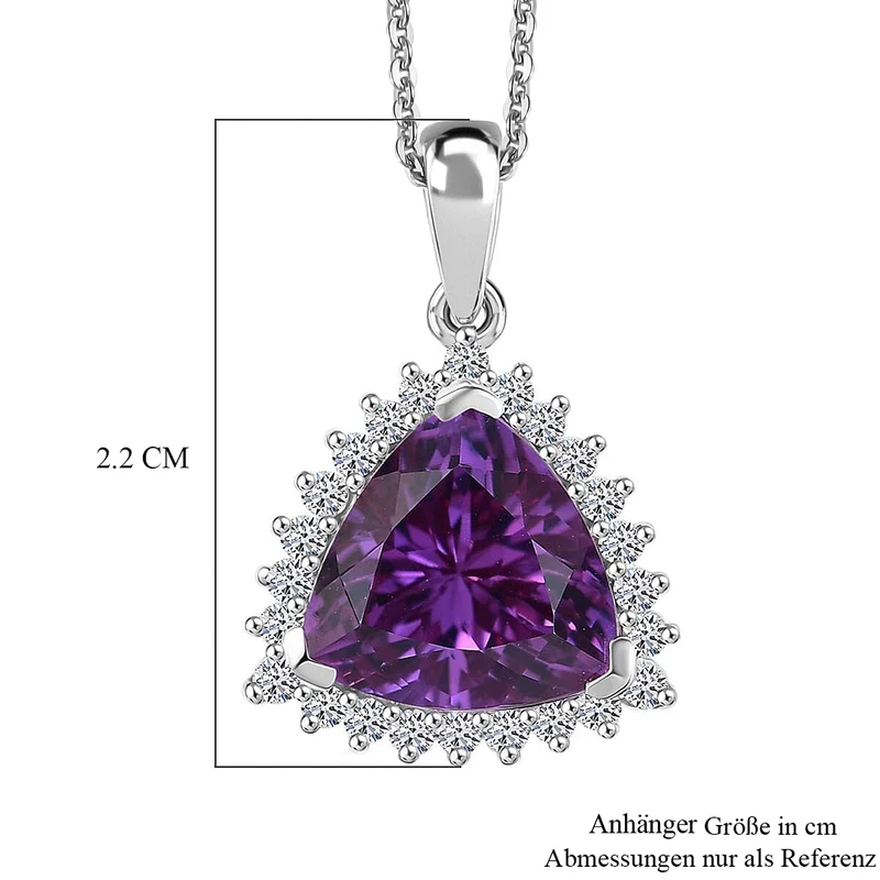 AAA Lab Grown Lila Saphir, Lab Grown Diamant AGI zertifiziert Schmuckset 417 Gold, 417 Gold Weißgold Vergoldet (10-15 Werktage Lieferzeit) ca. 3.87 ct