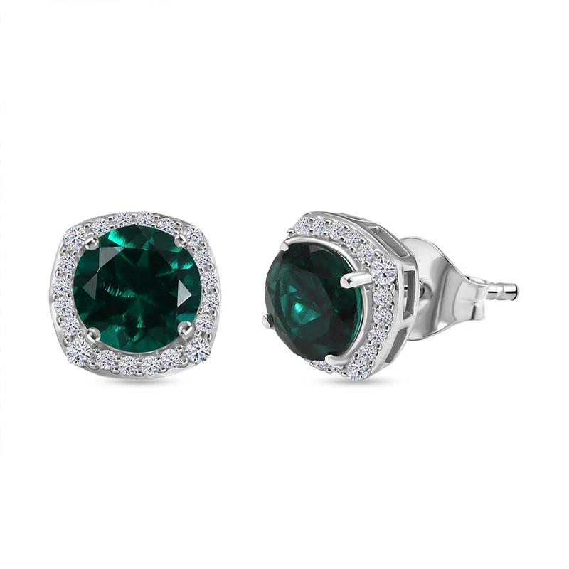 LUXURIANT(10-15 Werktage Lieferzeit) 3,40 ct. AGI zertifizierte und geprüfte AAA Labor Smaragd und Labor Diamant Ohrringe in 417 Weißgold