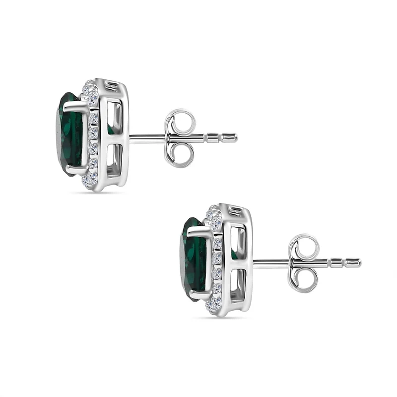 LUXURIANT(10-15 Werktage Lieferzeit) 3,40 ct. AGI zertifizierte und geprüfte AAA Labor Smaragd und Labor Diamant Ohrringe in 417 Weißgold