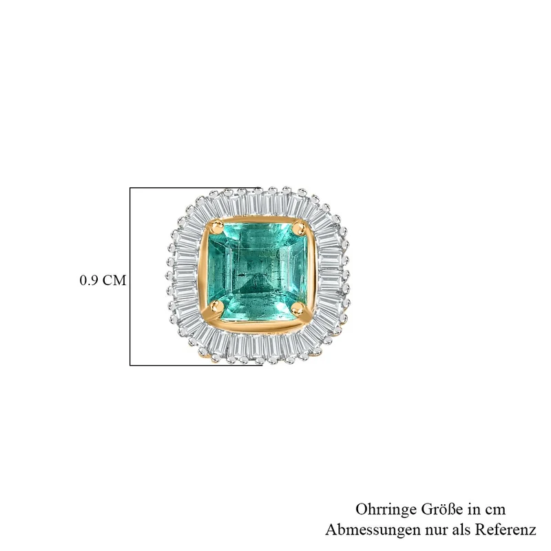 AAA Gemfields Kagem Sambischer Smaragd, Weißer Diamant Ohrringe 375 Gold ca. 1.67 ct