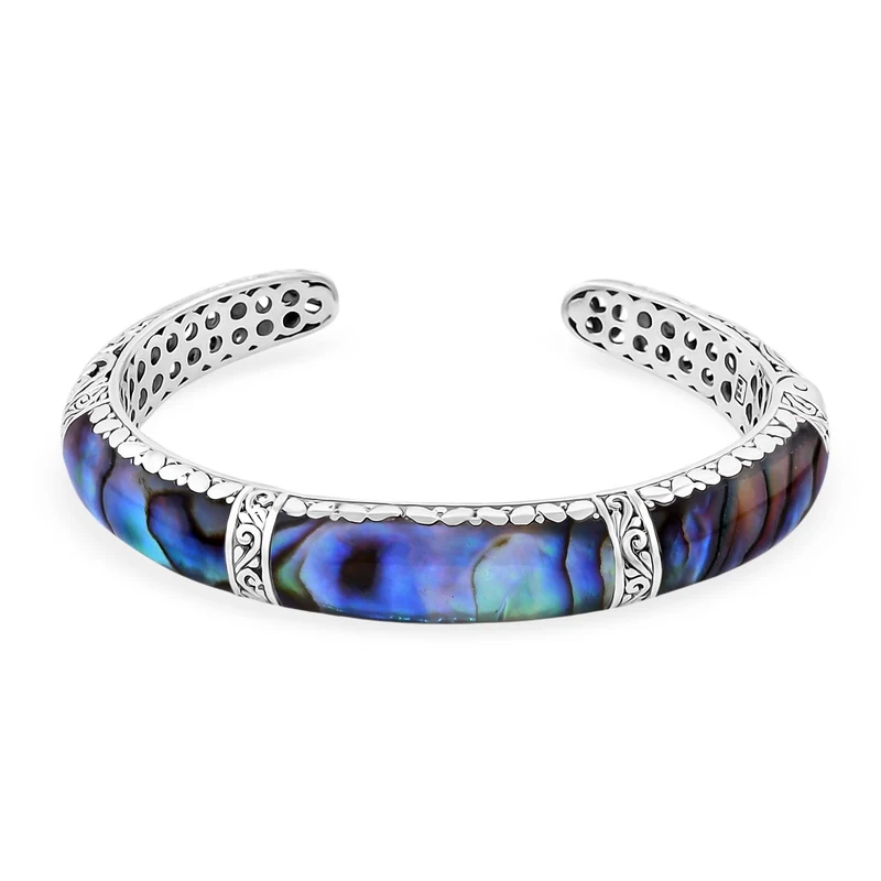 Royal Bali - Abalone Muschel Armreif ca. 19 cm 925 Silber, 26,940g