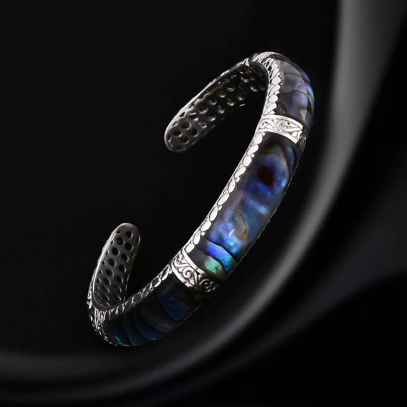 Royal Bali - Abalone Muschel Armreif ca. 19 cm 925 Silber, 26,940g
