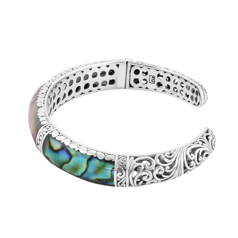 Royal Bali - Abalone Muschel Armreif ca. 19 cm 925 Silber, 26,940g