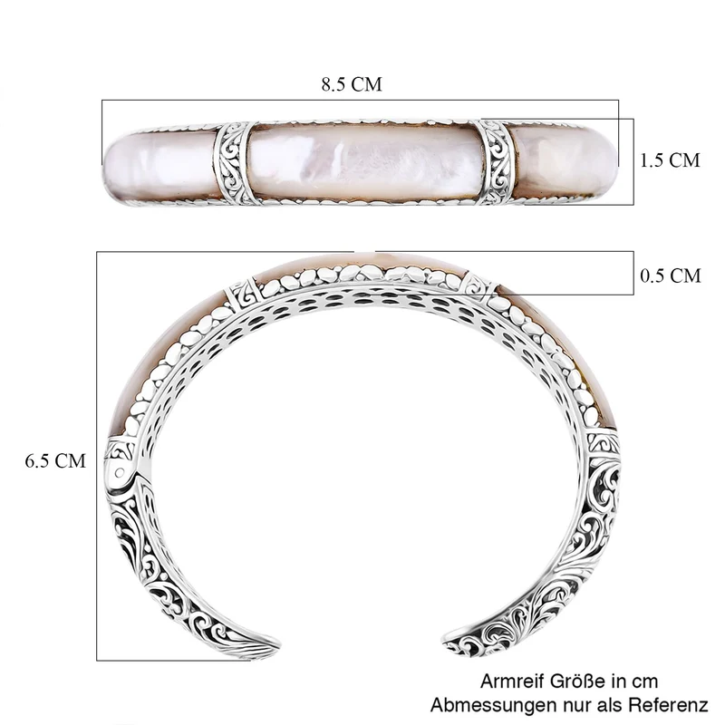 Royal Bali - Abalone Muschel Armreif ca. 19 cm 925 Silber, 26,940g