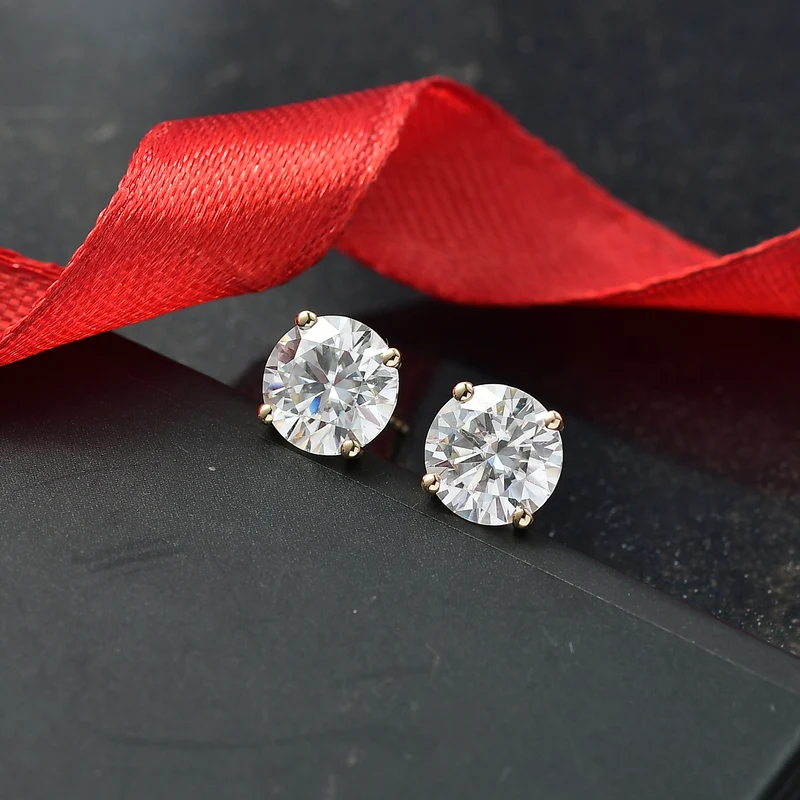 Moissanit Ohrringe 585 Gelb Gold ca. 3,74 ct.
