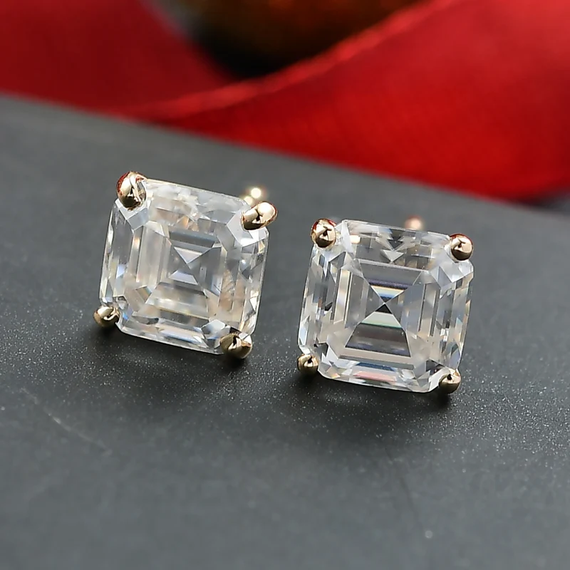 Moissanit Ohrringe 585 Gelb Gold ca. 3,74 ct.