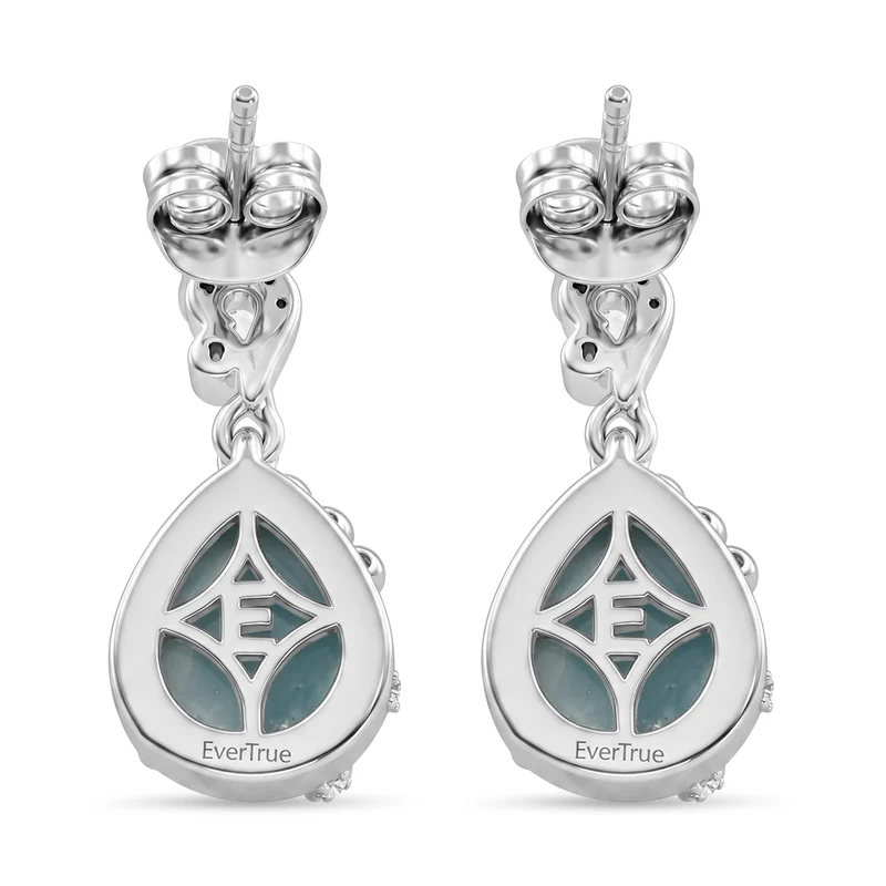 EVER TRUE Larimar, Weißer Zirkon Ohrringe Nickelfreies Messing ca. 6,70 ct.