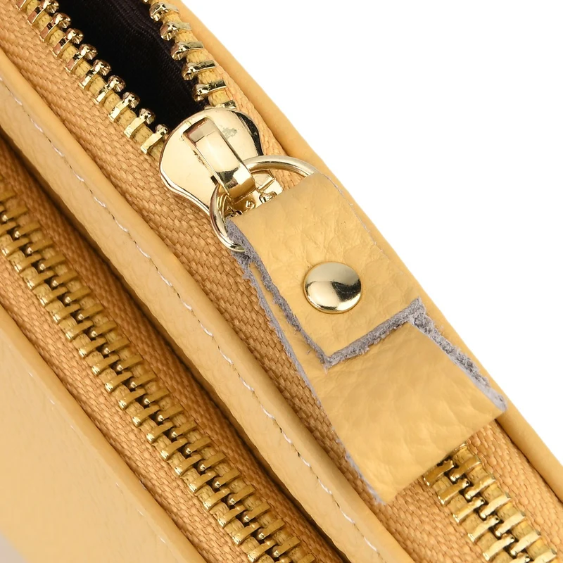 Leder Crossbody Tasche mit mehreren Reißverschlussfächern und verstellbarem Schulterriemen 21.5 x 4 x 13 cm Violett