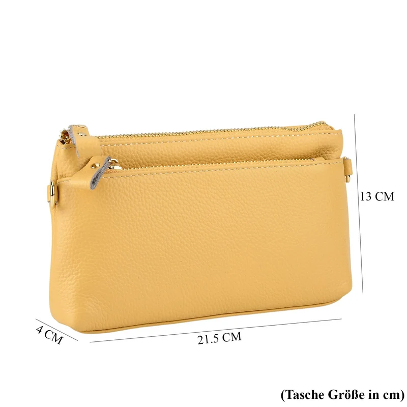 Leder Crossbody Tasche mit mehreren Reißverschlussfächern und verstellbarem Schulterriemen 21.5 x 4 x 13 cm Violett