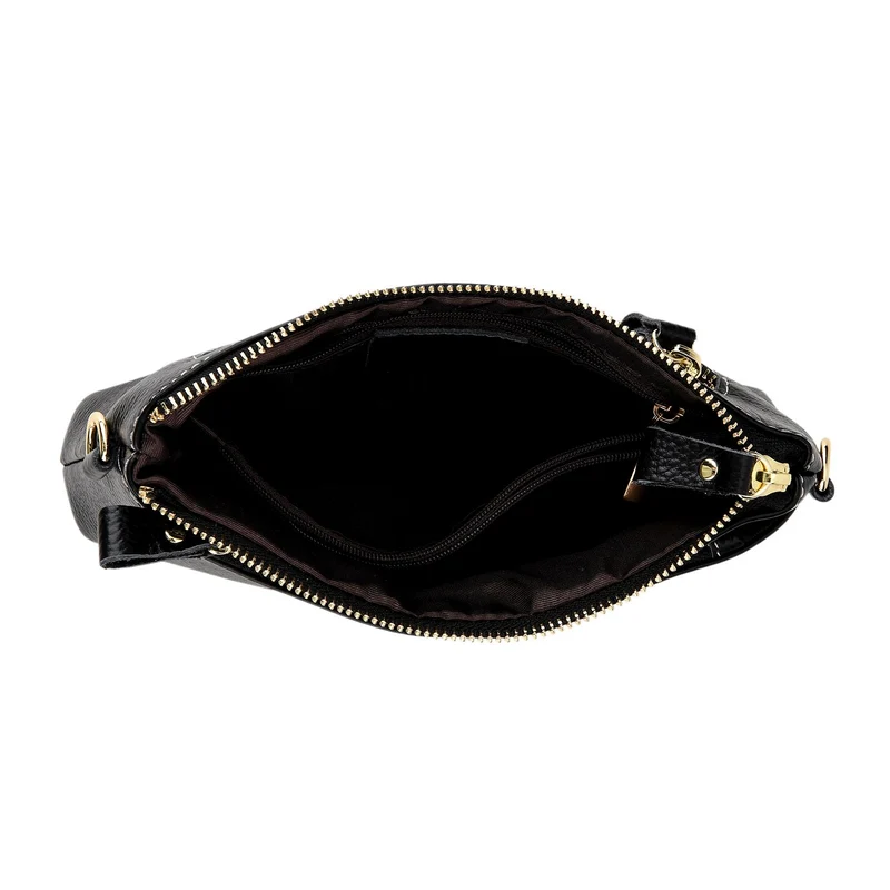 Leder Crossbody Tasche mit mehreren Reißverschlussfächern und verstellbarem Schulterriemen 21.5 x 4 x 13 cm Violett