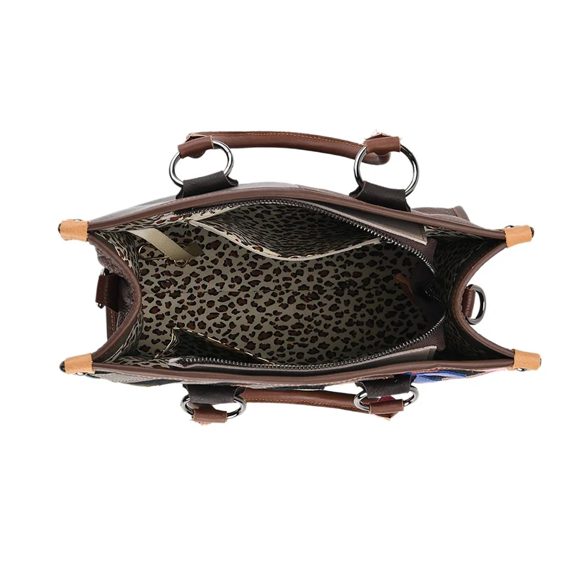 Chaos by Elsie Echtleder Crossbody Tasche mit RFID Schutz, Multicolor Prägedesign, 1 Außenfach und 2 Innenfächer, 36 x 15 x 25 cm
