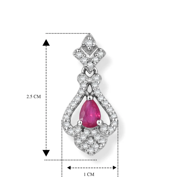 D'Joy Afrikanischer Rubin (Fissure gefüllt), Weißer Zirkon Ohrringe 925 Silber Rhodiniert ca. 1.85 ct