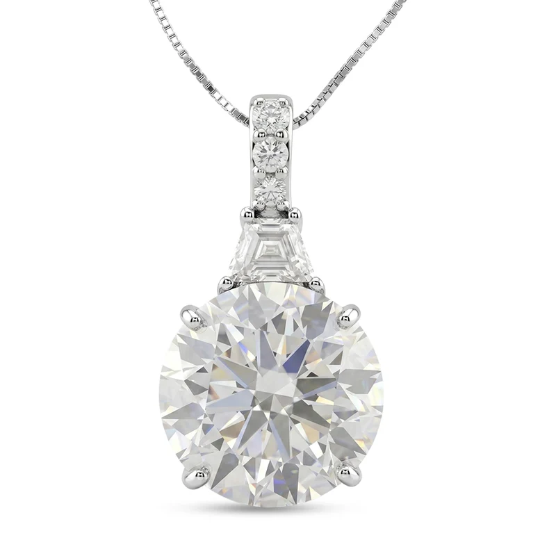 D'Joy Moissanit Anhänger mit Kette, ca. 45 cm 925 Silber Rhodiniert ca. 11.01 ct