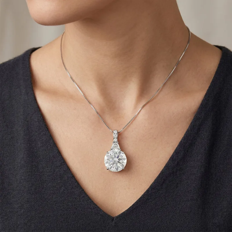 D'Joy Moissanit Anhänger mit Kette, ca. 45 cm 925 Silber Rhodiniert ca. 11.01 ct
