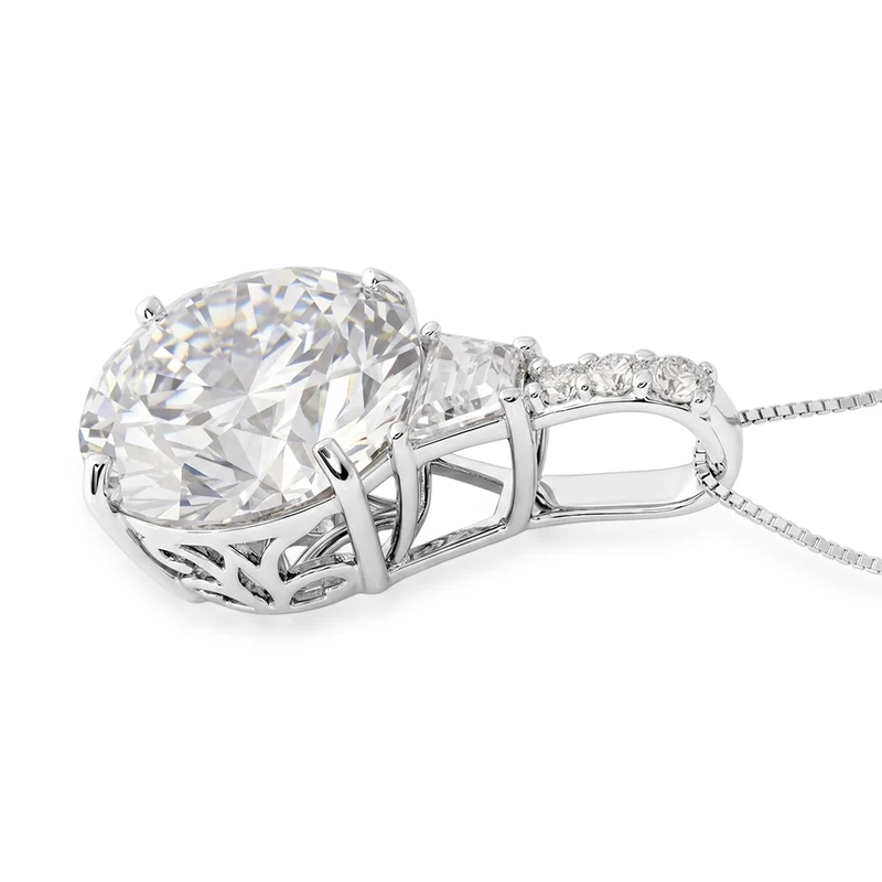 D'Joy Moissanit Anhänger mit Kette, ca. 45 cm 925 Silber Rhodiniert ca. 11.01 ct