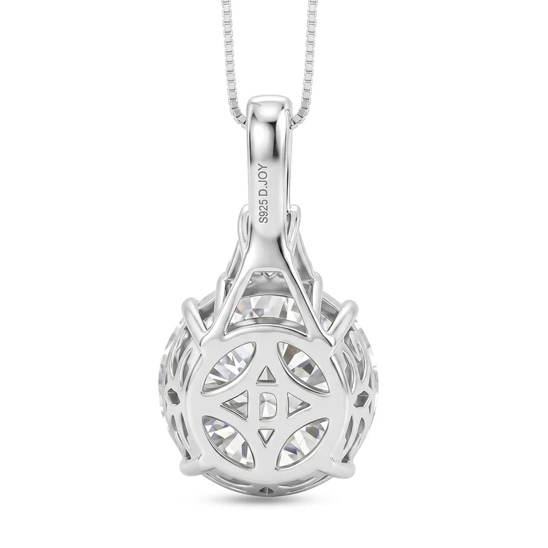 D'Joy Moissanit Anhänger mit Kette, ca. 45 cm 925 Silber Rhodiniert ca. 11.01 ct