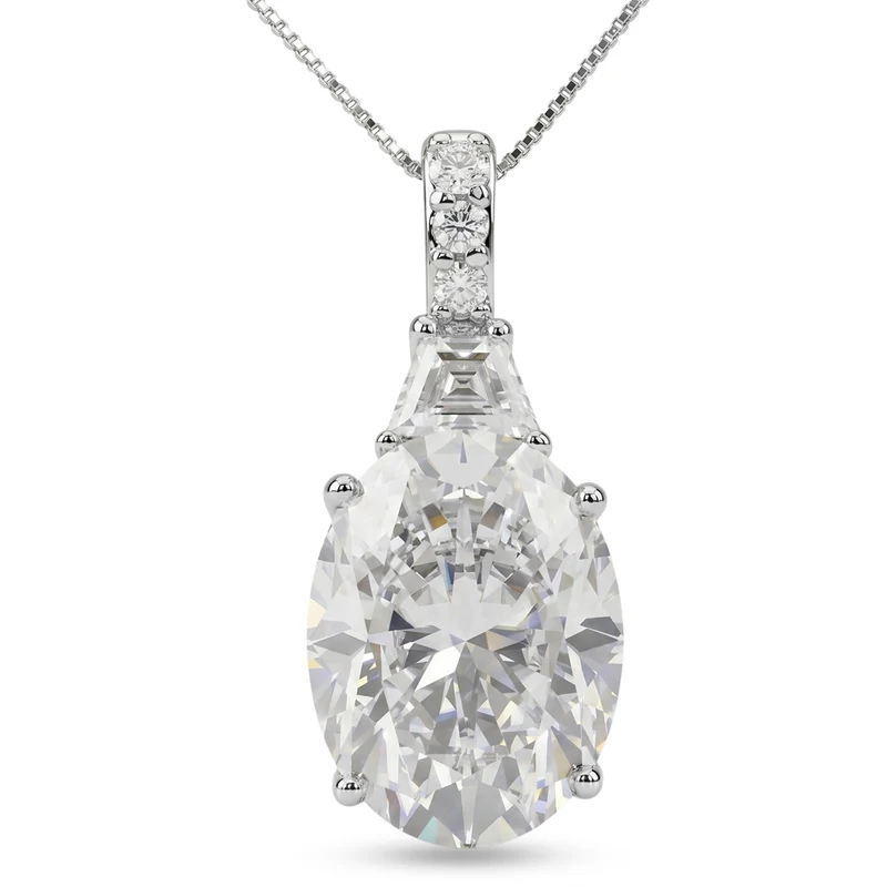 D'Joy Moissanit Anhänger mit Kette, ca. 45 cm 925 Silber Rhodiniert ca. 10.69 ct