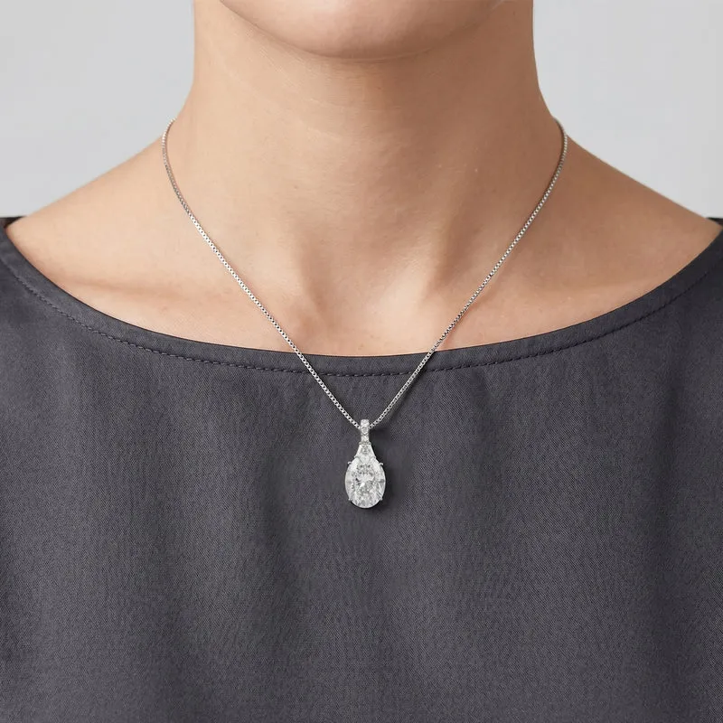 D'Joy Moissanit Anhänger mit Kette, ca. 45 cm 925 Silber Rhodiniert ca. 10.69 ct