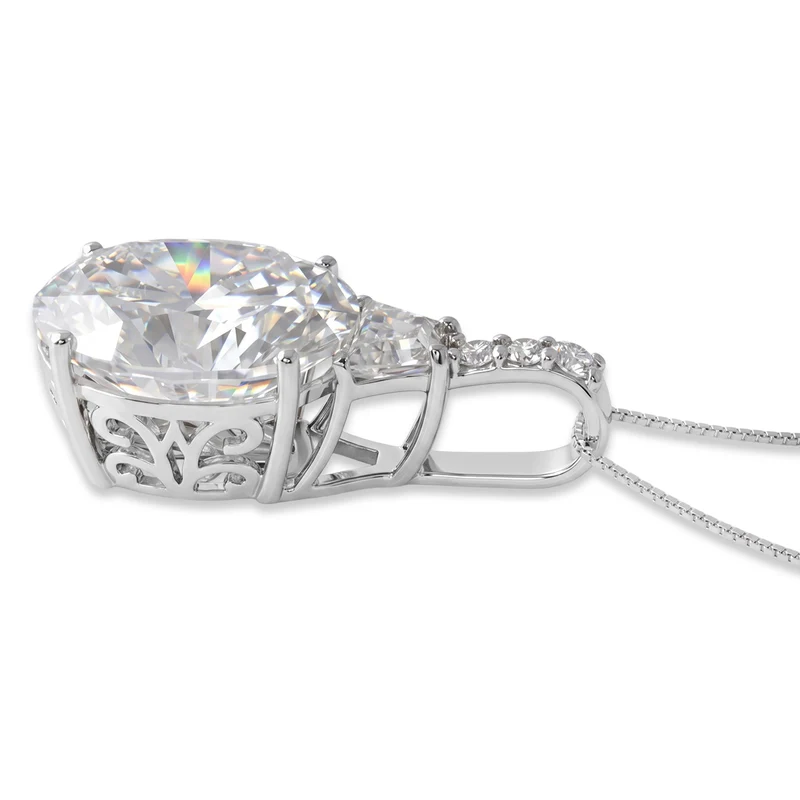 D'Joy Moissanit Anhänger mit Kette, ca. 45 cm 925 Silber Rhodiniert ca. 10.69 ct
