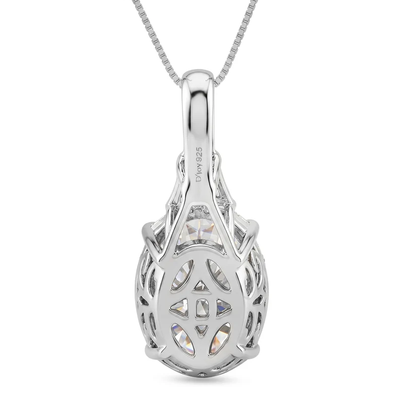 D'Joy Moissanit Anhänger mit Kette, ca. 45 cm 925 Silber Rhodiniert ca. 10.69 ct