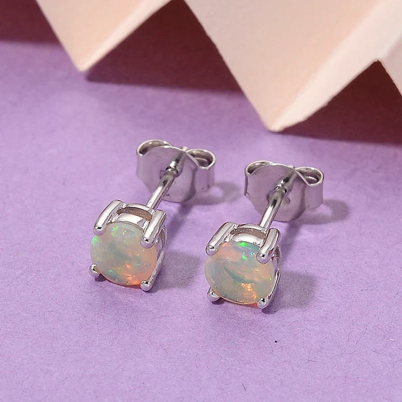D'Joy Natürlicher, äthiopischer Welo Opal Ohrringe 925 Silber Rhodiniert ca. 0.90 ct