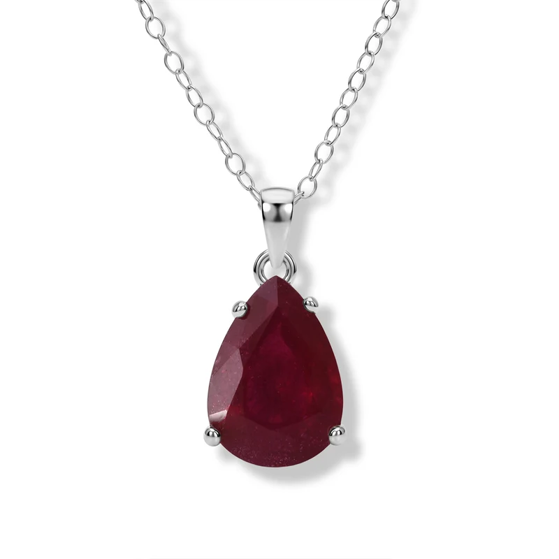 D'Joy Afrikanischer Rubin (Fissure gefüllt) Schmuckset ca. 45 cm 925 Silber Rhodiniert ca. 7,09 ct.